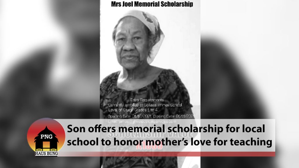 MRS JOEL MEMORIAL SCHOLARSHIP IN PLACE FOR GOILANAI PRIMARY SCHOOL ...